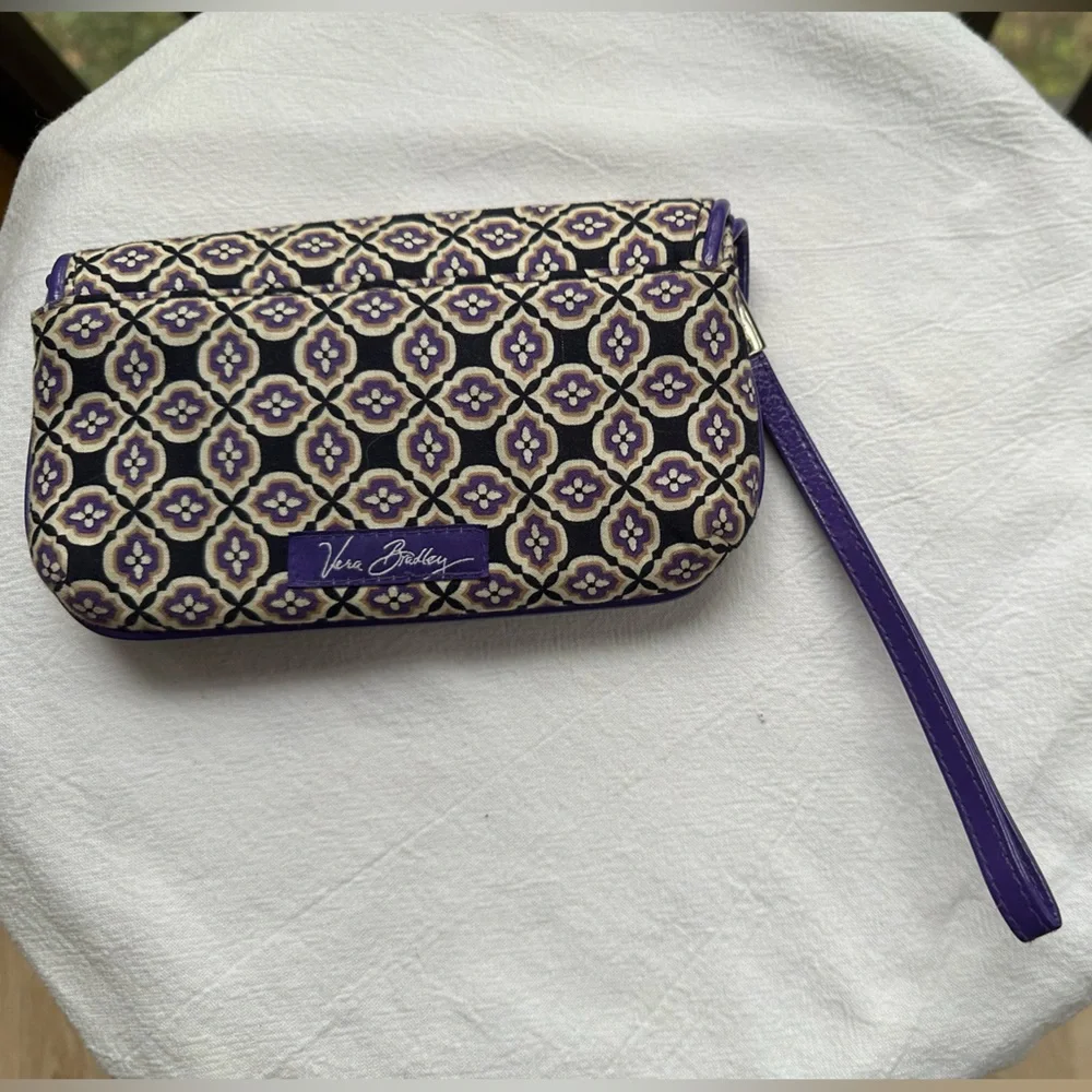 Romantic Floral Vera Bradley Simply Violet Multiple Compartment Wristlet Wallet